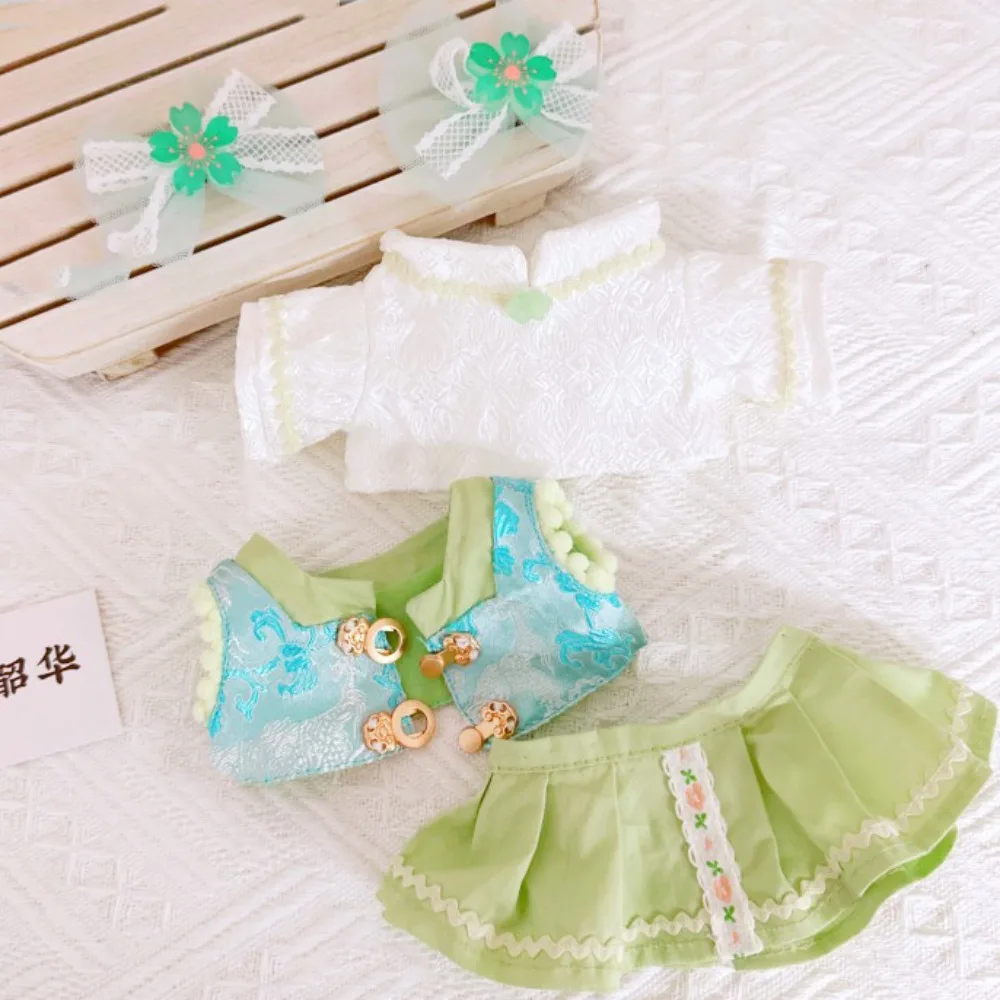 

Cross-Dressing Green Dress 20cm Cotton Clothes Chinese Style Kawaii Cotton 's Clothes Mini Outfit Clothes 20cm Cotton