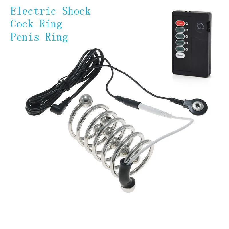 Penis Plug Therapy Massager Penis Rings Health Electric Shock Cock Rings Urethral Dilator Medical Themed Tool Sex Toys For Men