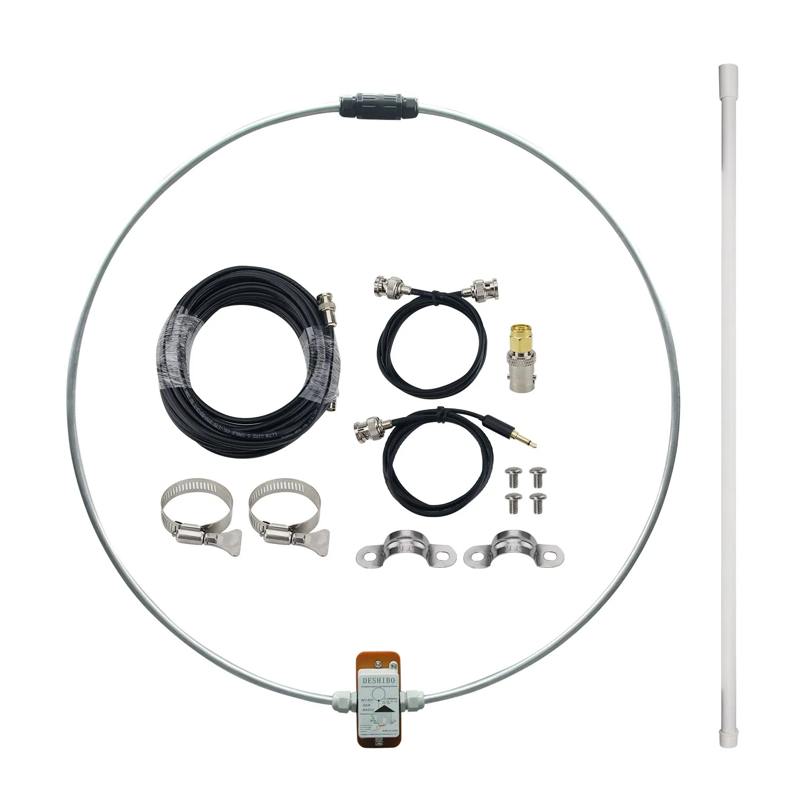 DESHIBO WV-601 Loop Antenna Ring 0-999MHz Receiving Broadband Passive Loop Antenna for LW/SW/MW/FM/VHF/UHF/AIR
