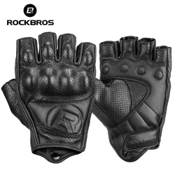 ROCKBROS Summer Motorcycle Gloves Men Women Gel Protection Leather Motorbike Motorcross AVT Motor Motorcyclist Fingerless Gloves