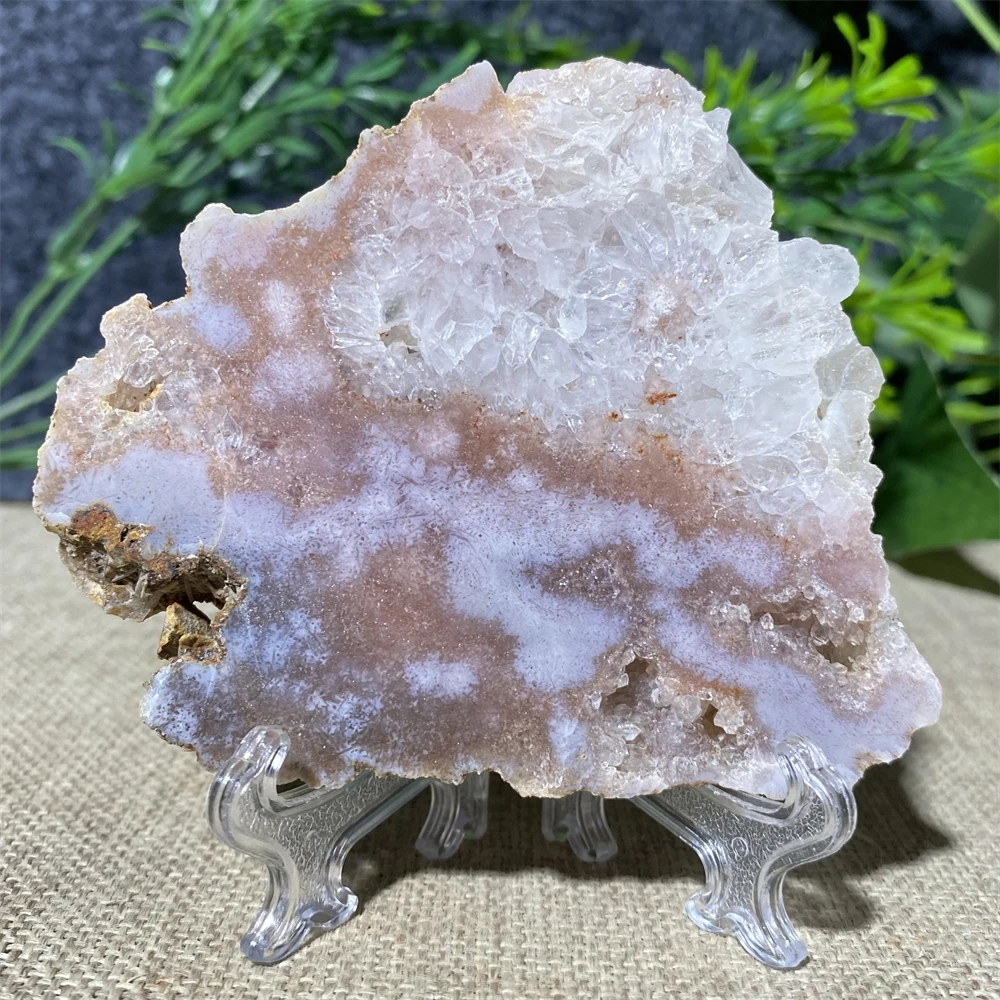 Pink Amethyst Natural Stone And Crystal Malachite Slice Mineral Specimen Polished Quartz Slab Home Room Decoration Gift Energy