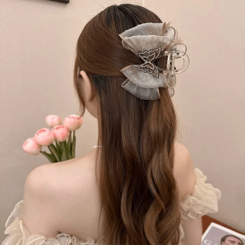 

2024 New Style Elegant Full Diamond Butterfly Hair Clip hair accessories Chic Milky Way Stars Hair Claw крабик для волос 집게핀