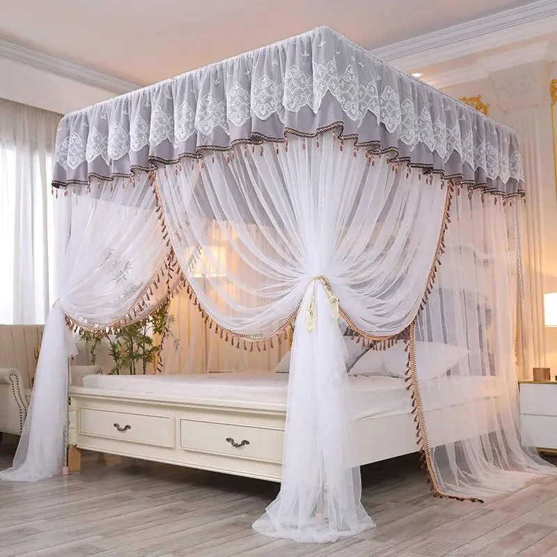 Mosquito Net Bed Curtain One-piece Household with Bracket Shading Princess Bed floor-to-Ceiling Bed Curtain Bedroom Decoraion