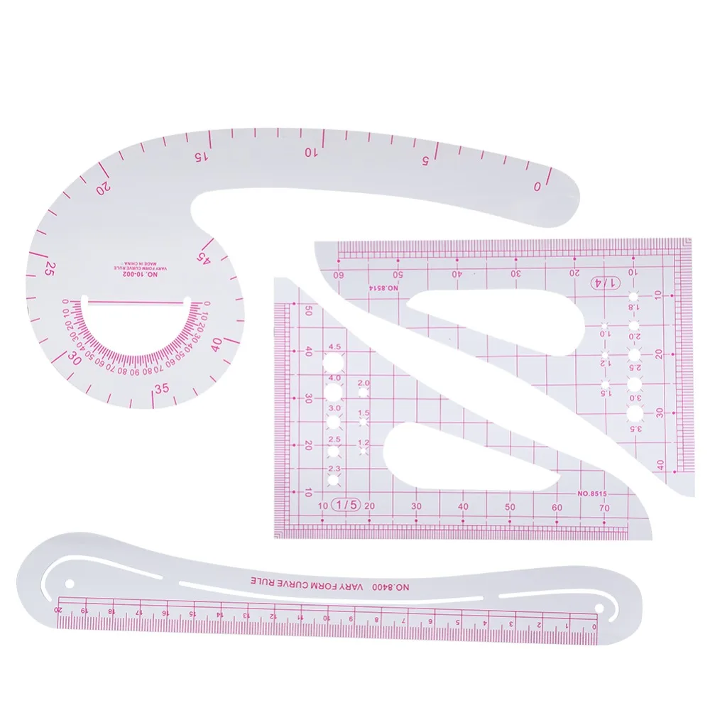 4pcs Durable Plastic Curve Ruler High Accuracy Multifunction Pattern Ruler Sewing Ruler Sewing Embroidery