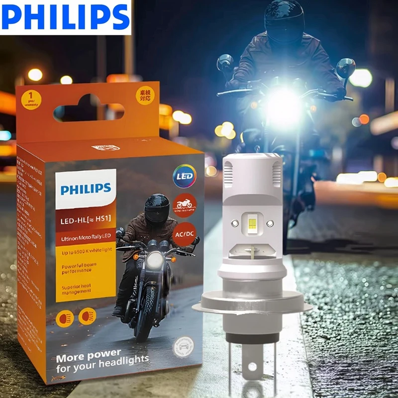 Lâmpada LED Philips HS1 para Farol de Moto 6500K Branco Brilhante, Luz Alta e Baixa 12V PX43t, Lâmpada Moto 11636UMRX1