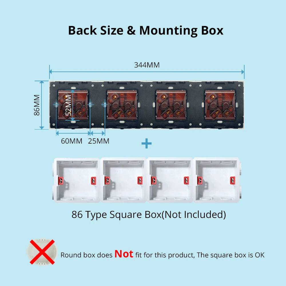 Wallpad Rvs Panel Muur Lichtschakelaar Met Led Indicator Eu Socket 1 2 3 Gang 2 Way Horizontale Verticale
