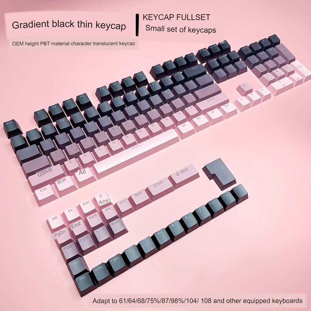 

134-Key PBT Keycap The OEM Height Keycaps Character Translucent Black And Red Gradient Keycap Mechanical Keyboard Universal