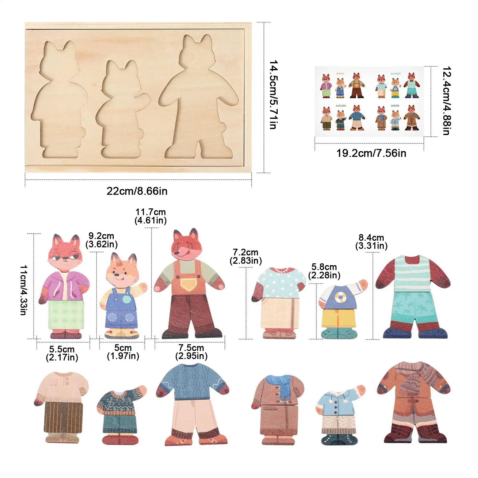 Jeux d'habillage d'animaux, planche en bois, poupées éducatives pour enfants, salle de classe, jeu de simulation préscolaire, cadeau d'anniversaire et de noël