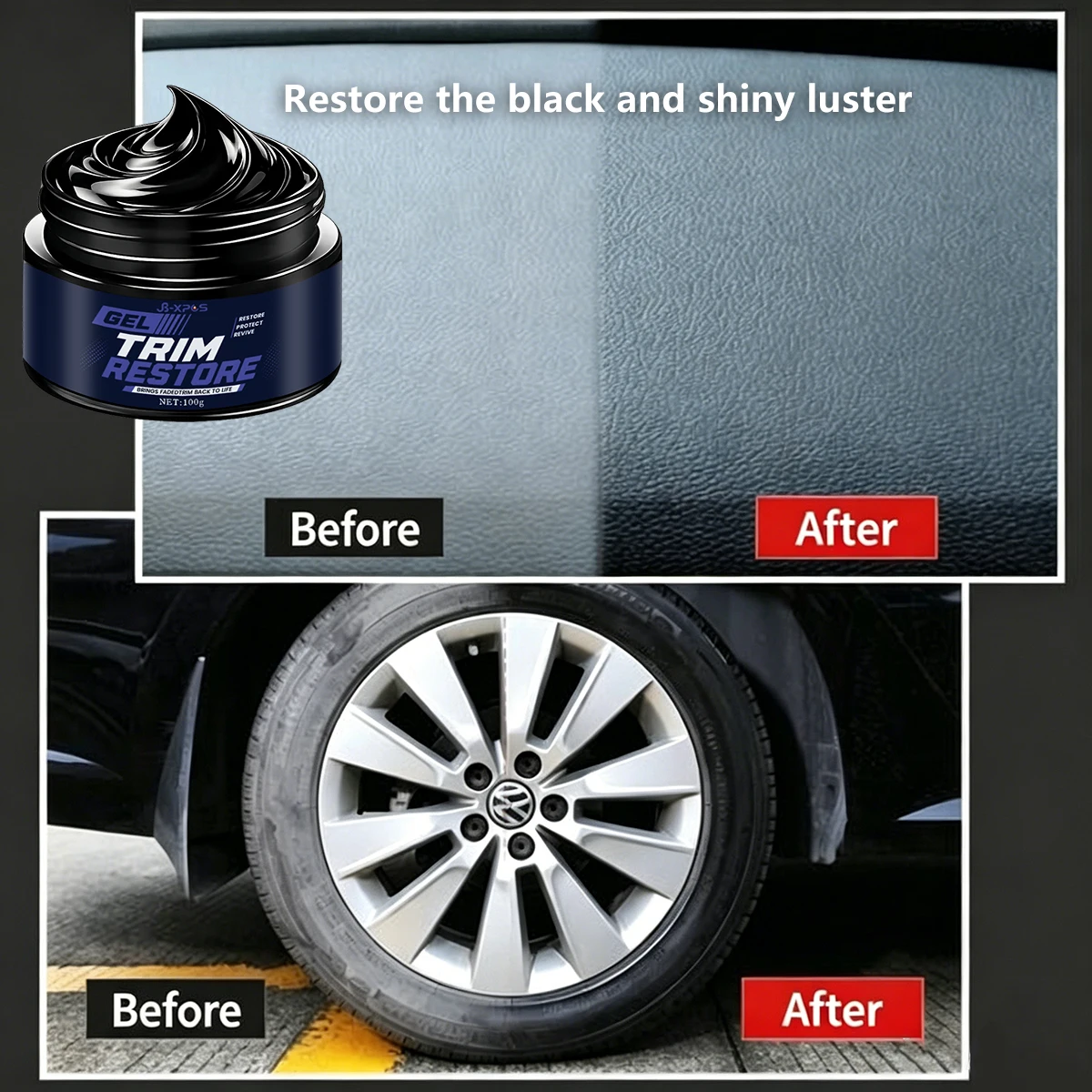 Car Plastic Restorer Cream High-Gloss Bumper Trim Renovation Restore Factory Color Anti-Aging Anti-Fade Coating YT2025