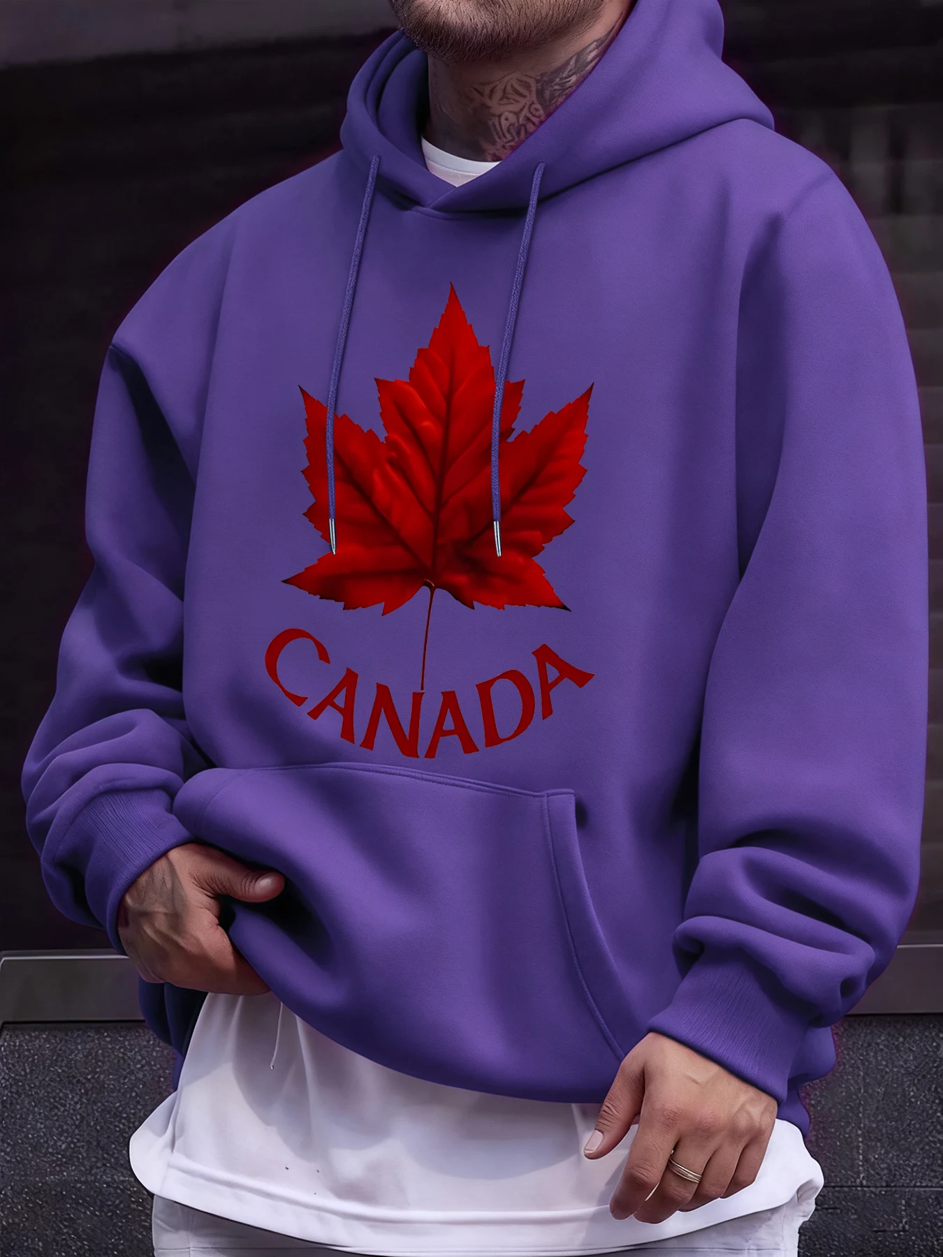 كندا و مابل ليف طباعة رجالي هوديس الهيب هوب كل مباراة هوديي الخريف كنزة بغطاء رأس من الصوف جيب رجل ملابس رياضية ملابس عصرية #4