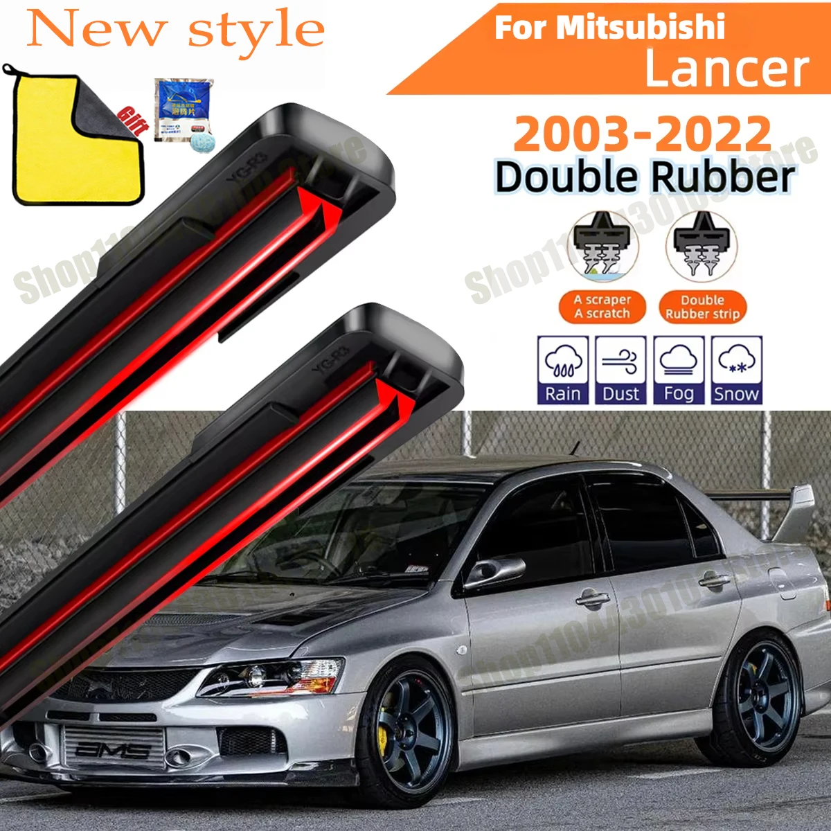 

Double Rubber Car Wipers for Mitsubishi Lancer Front Windscreen Wipers Double Rubber Car Wiper Blades Car Accessories