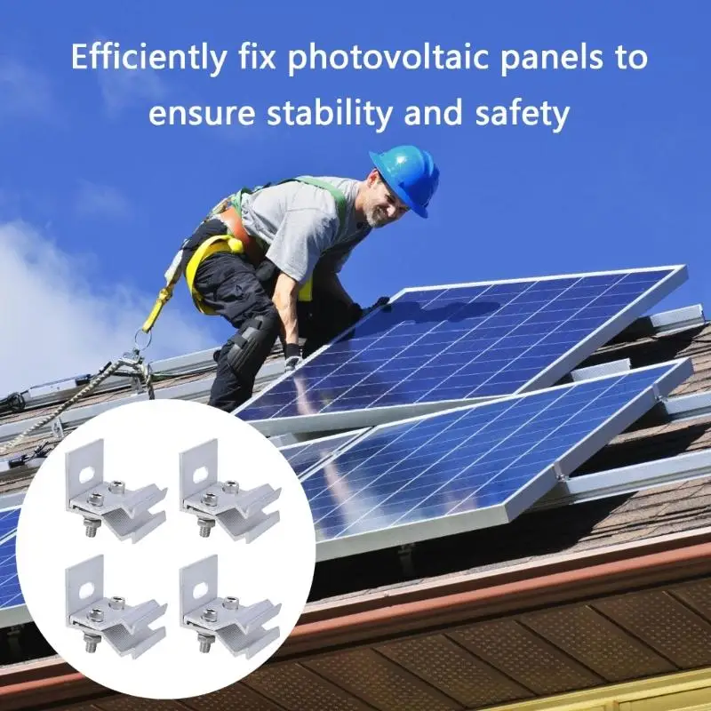 4pcs in alluminio in piedi morsetto cucitura per pannello installazione su tetti metallici staffe fotovoltaiche