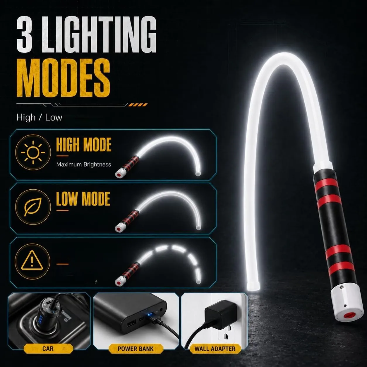 Flexible Led Engine Compartment Light, 30inch Bendable Work Lights, Rechargeable with High Lumens, 3 Lighting Modes, Suitable for Mechanics, Car Repairs, Inspections, and Work in Narrow Spaces