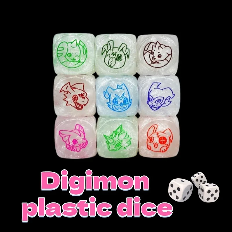 9 نمط ديجمون أنيمي لعبة ببطاقات ورقية البلاستيك النرد Terriermon/Guilmon/Pteromon/V-mon DTCG المنزل مجلس بطاقة الألعاب لعبة النرد مؤشر اللعب