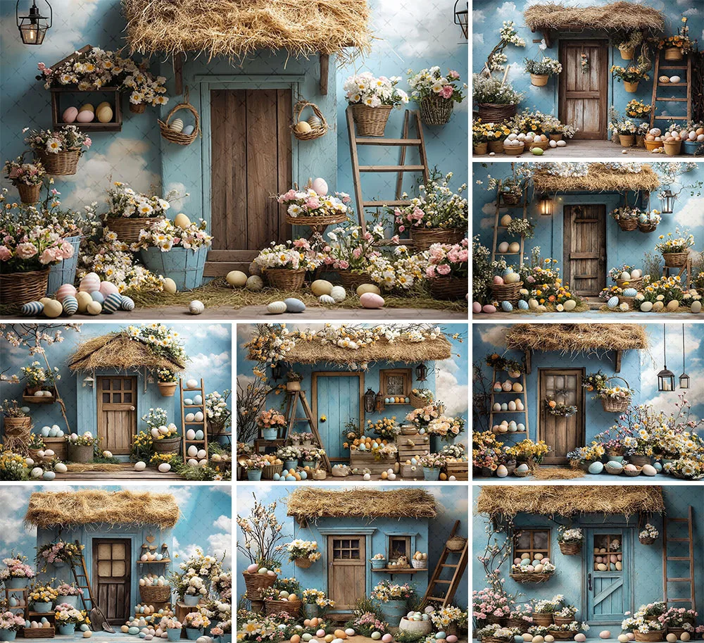 

Фон для фотосъемки Mehofond, весенний пасхальный цветочный деревянный коттедж, яйца, детский день рождения, портретный декор, фон для фотостудии