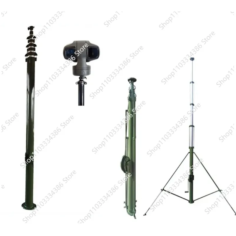 12M Manual Winch Mechanical Pole Tripod-Mounted Telescopic Tower Mast