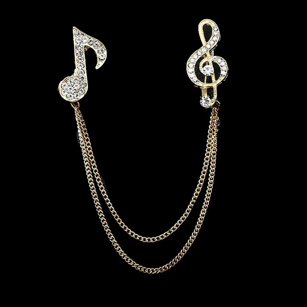 الرجال الموضة ستار الموسيقية ملاحظة شكل طوق سلسلة بروش الرجال شرابة بروش قميص طوق الديكور زر إبرة تناسب ارتداء اليومي