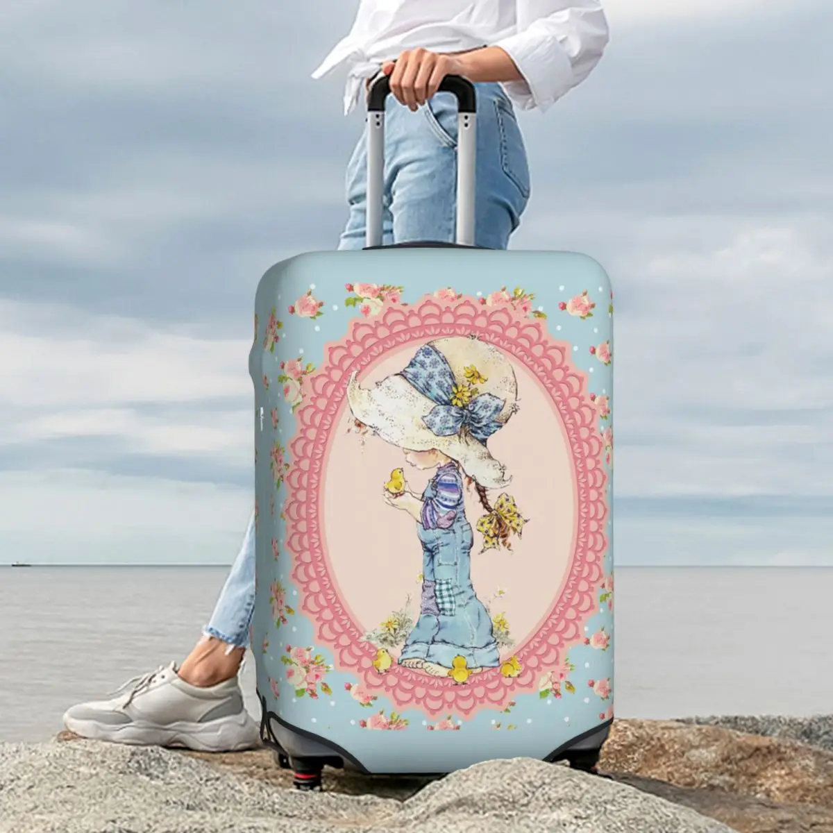 

Kawaii Sarah Kay Suitcase Cover Protection Elastic Travel Luggage Protector Covers for 18-32 Inch