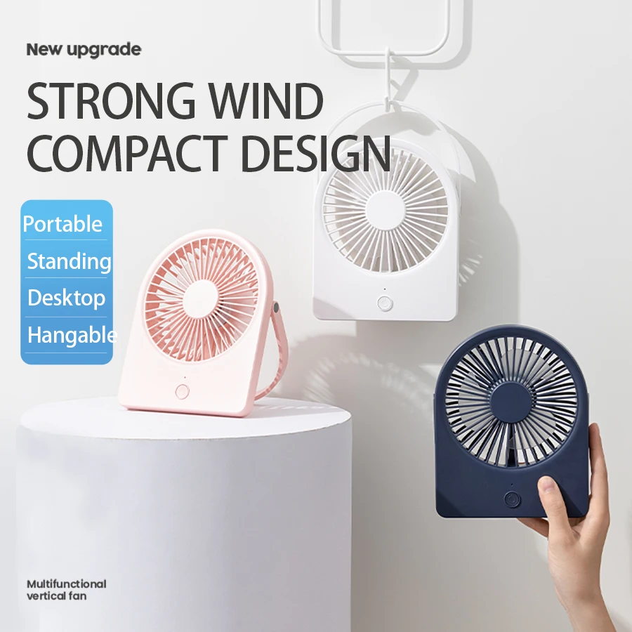

2026 New Compact Portable Fan - Freestanding & Hangable Design LED Smart Display Large Battery Long Runtime 3 Speeds