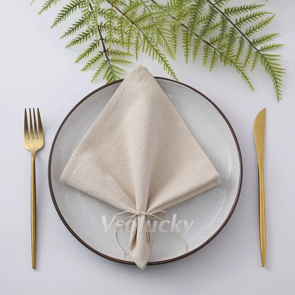 1 - 24 Pack 40x40cm Cloth Napkins Washed Cotton Soft Solid Color Table Napkin Tea Towels for Home Kitchen Wedding Party Decor