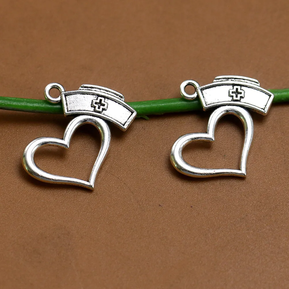 

Набор из 50 подвесок-шармов в виде медсестринских колпаков из сплава для изготовления ювелирных изделий и поделок, серебряные аксессуары для подвесок