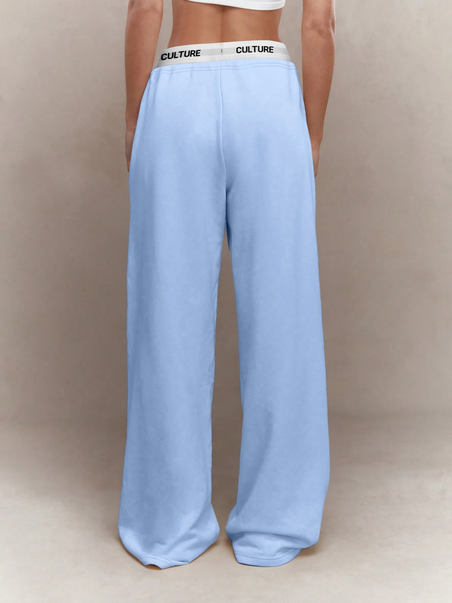 Bestseller Pantaloni grigi a gamba larga da donna comodi pantaloni larghi con cintura "CULTURE".