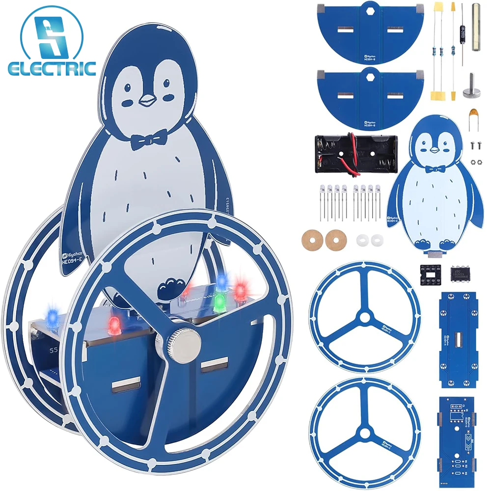 

DIY Penguin Soldering Kit Wobbling Penguin Soldering Project with Motion-Activated RGB Lights Fun STEM Electronics Kit
