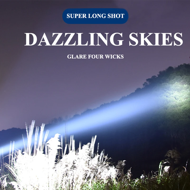 كشافات ليد فائقة السطوع قابلة لإعادة الشحن ، شعلة تكبير تلسكوبي ، بطارية مدمجة ، فانوس مغامرة تخييم ، XHP70