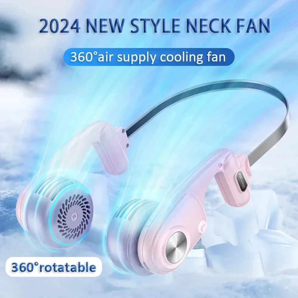 

2024 New Style 360° Rotatable Portable Air Conditioner Wearable Neck Fan Bladeless Fan Portable with 5 Gears Hanging Neck Fan