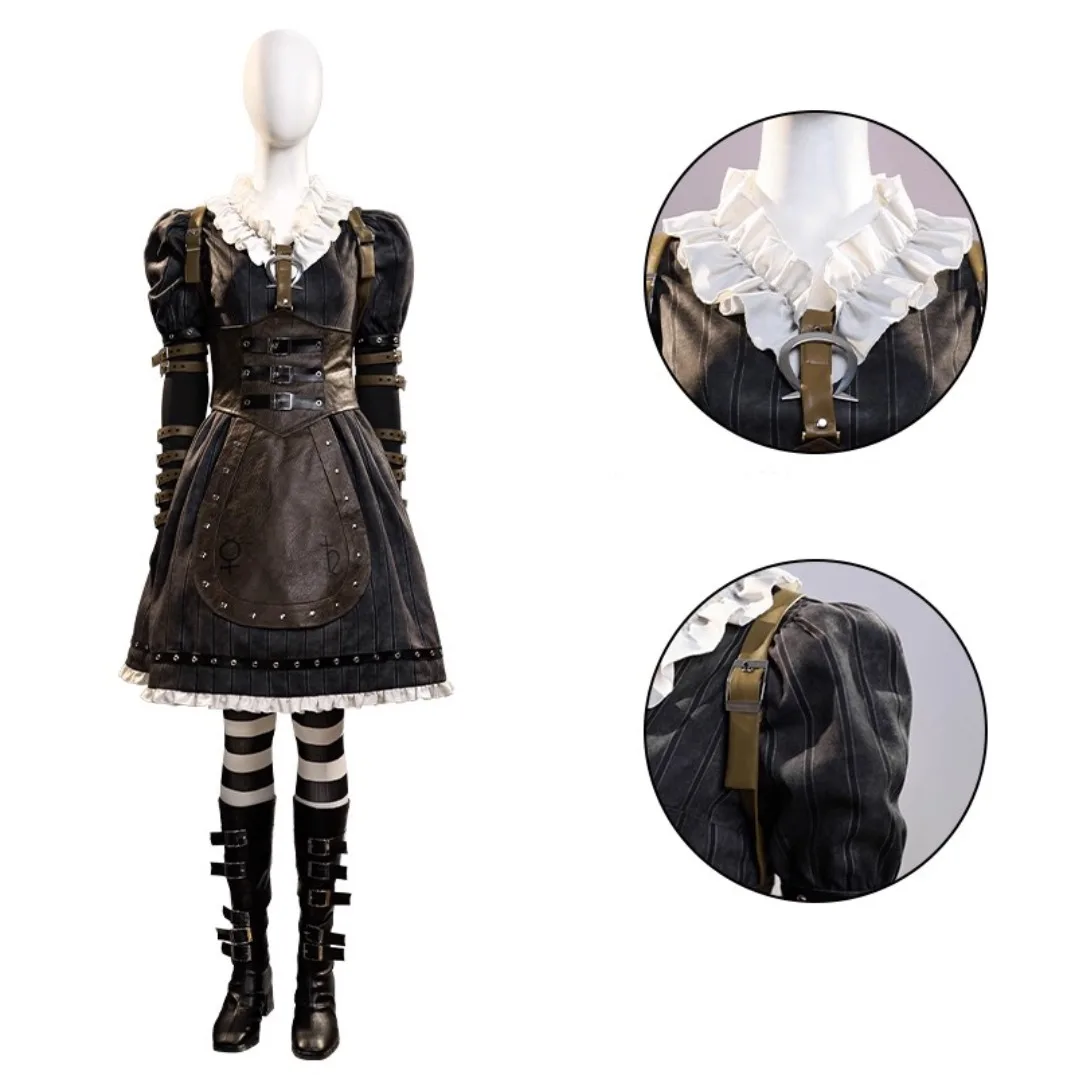 

Black Alice Dress Madness Returns Black Alice Cosplay Costume Halloween Uniform Outfit Dress