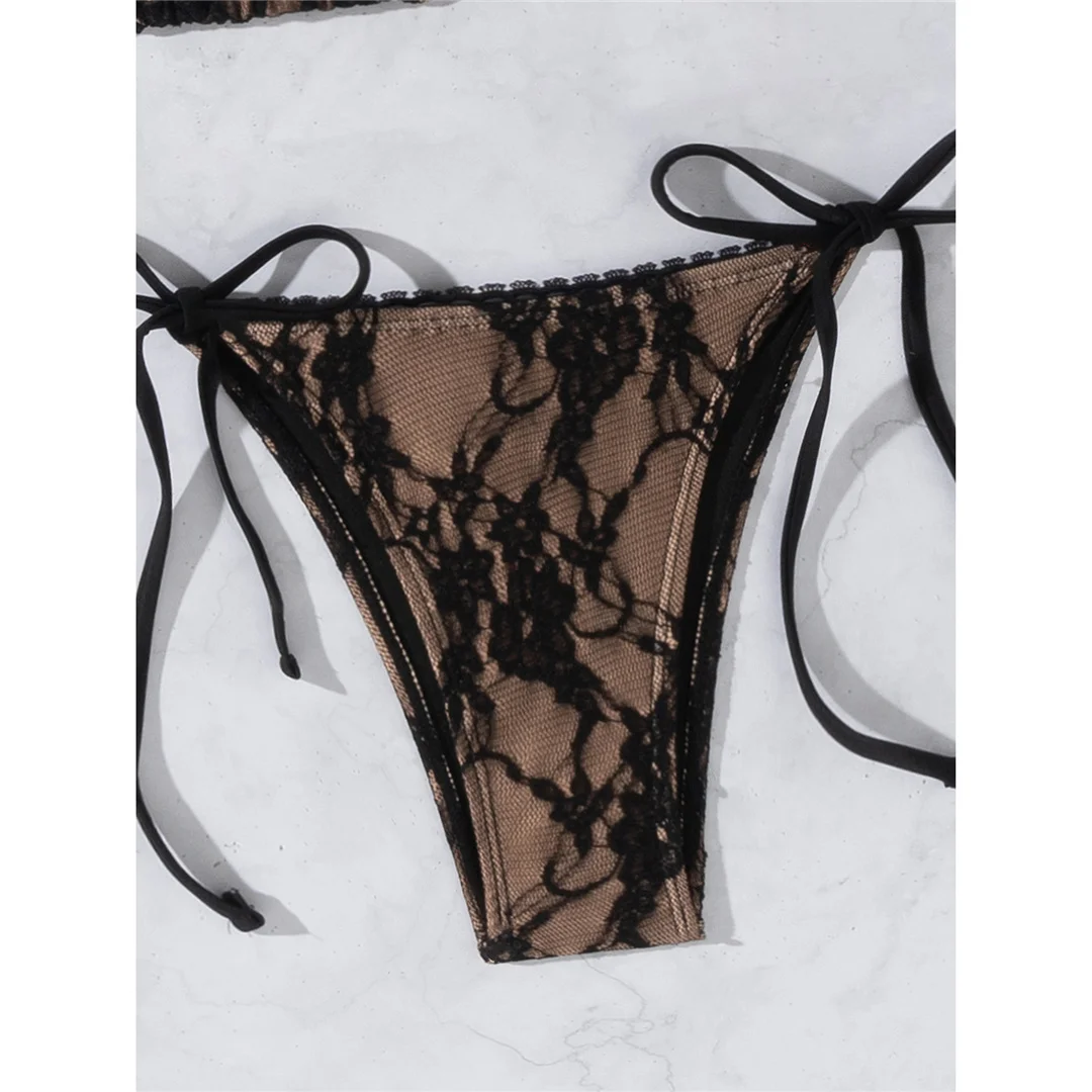 XS - L Neuer Bikini mit Spitze und Neckholder, zweiteiliger Badeanzug für Damen, Badebekleidung, gepolsterter Badeanzug mit Trägern, Badeanzug, Modell V7616. – Detail 6