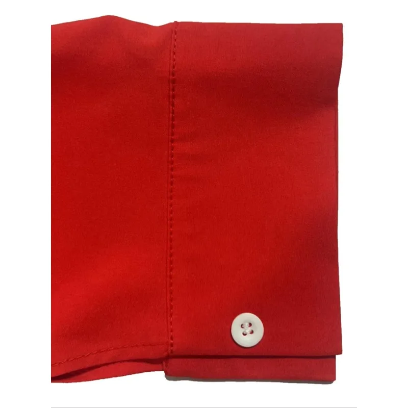 حجم كبير المرأة 1XL-5XL المرأة الخريف موضة بلون واحدة الصدر التلبيب سبليت قميص بأكمام طويلة