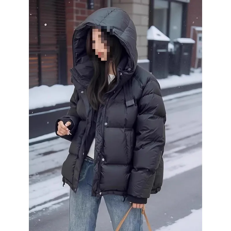 Piumino con cappuccio da donna inverno 2025 nuova versione coreana giacca da pane giacca calda ispessita