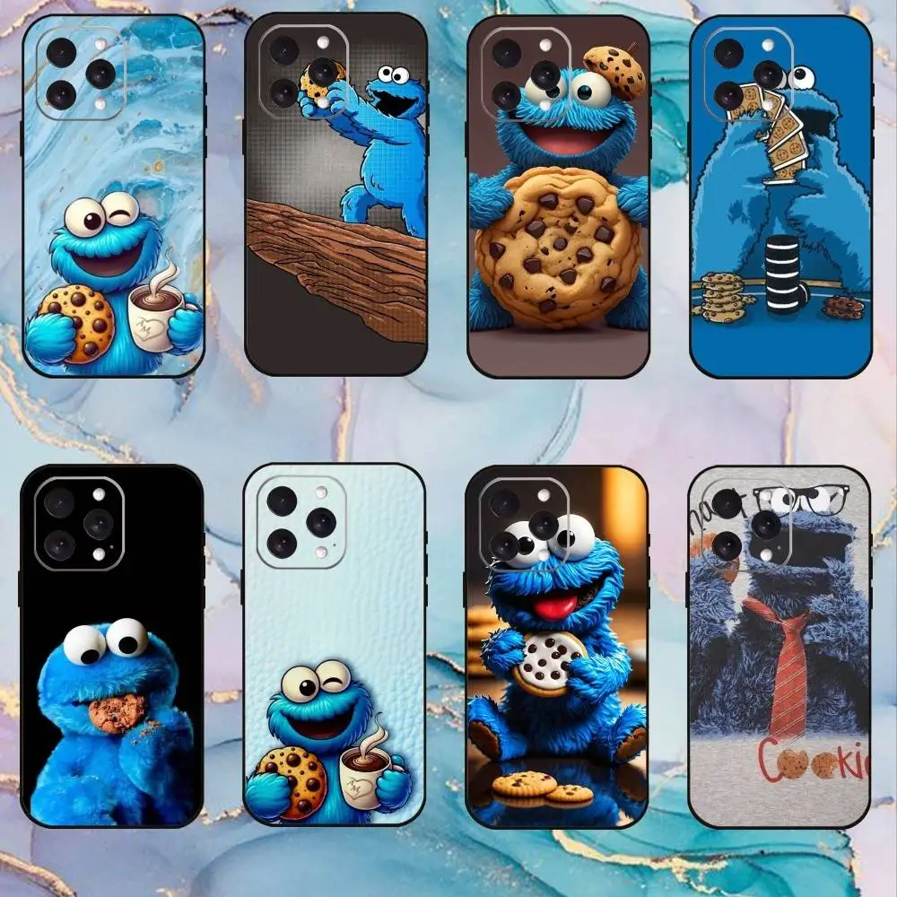 

Funny C-Cookie-M-Monster Phone Case For iPhone17,16,15,14,13,12,11 Plus,Pro Max Soft Black Cover