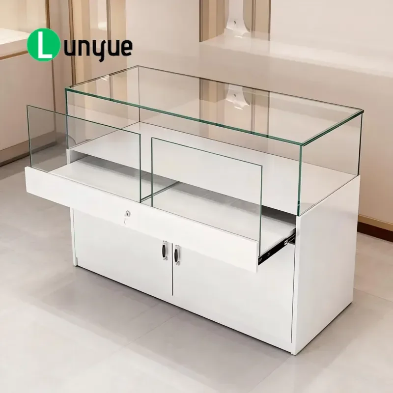 Modern Luxury Jewelry Display Cabinet Metal MDF Glass Showcase for Museum Heritage Exhibition Shopping Mall Store Booth