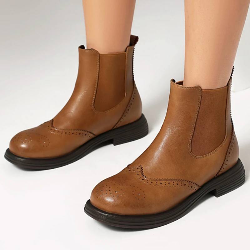 

Brown Ankle Boots for Women 2026 Winter Shoes Spring Casual Black Short Boot Low Heels Footwear Shoes Ladies Large Size 48