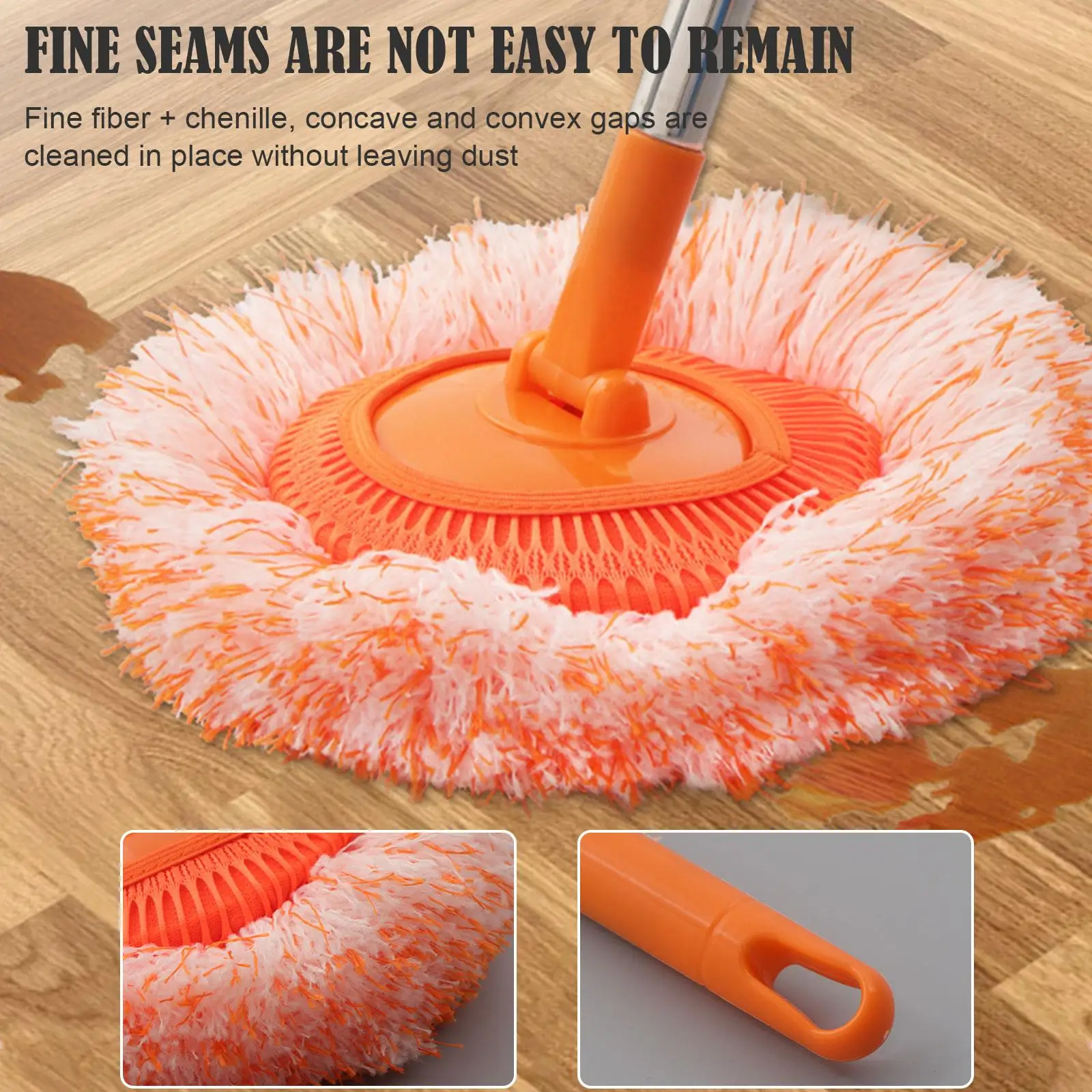 Adjustable Upgraded Cleaning 360 Spin Mop Handle Multifunctional Chenille Head Mop HomeTools Magic Floor 1.5m Flat Sunflowe R1S5