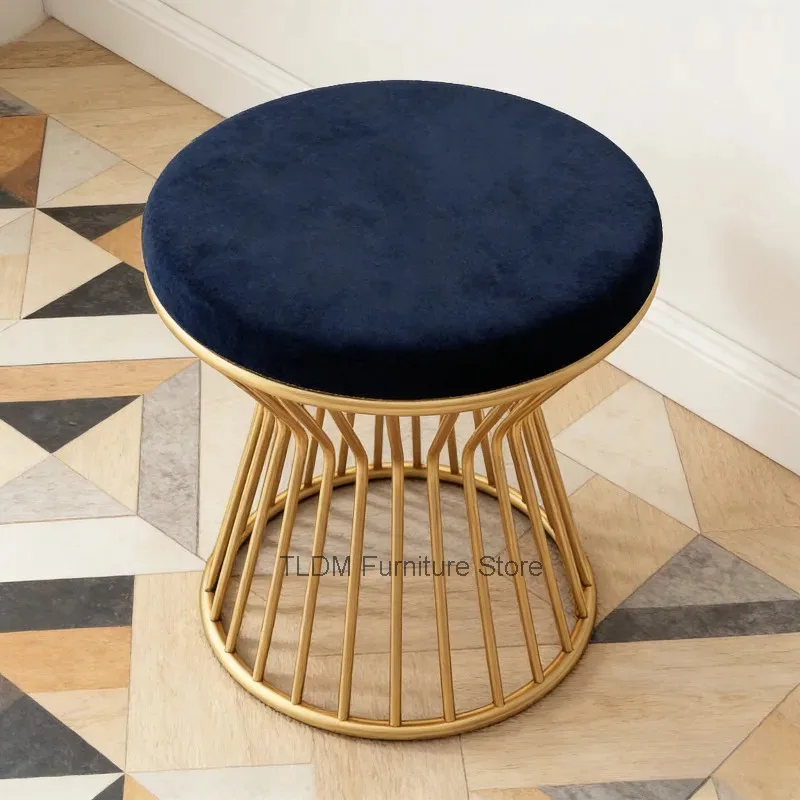 for Luxury Velvet Ottoman Stool with Twisted Metal Living Wire Base, Elegant Vanity Stool Room, Bedroom & Dressing Area