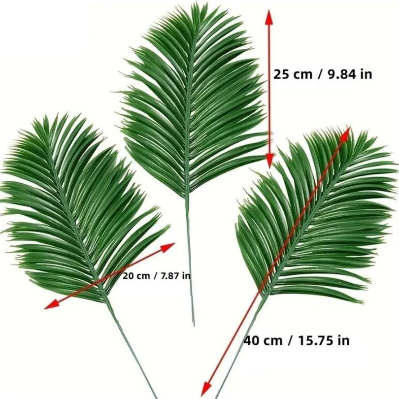 Pianta artificiale da 40 cm, foglie di palma tropicali, decorazione estiva, festa nella giungla hawaiana, decorazione da giardino per matrimoni fai da te, piano artificiale