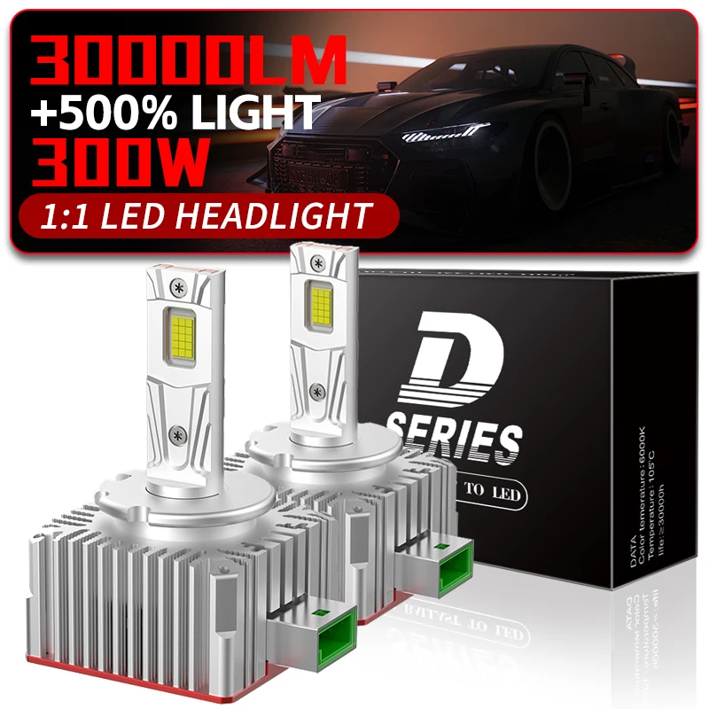 

2PCS D1S D3S LED Headlight HID D2S D4S D5S D8S 300W Headlamp 6000K Plug&Play 30000LM Bulb Xenon Car Light Turbo Lamp Canbus 12V