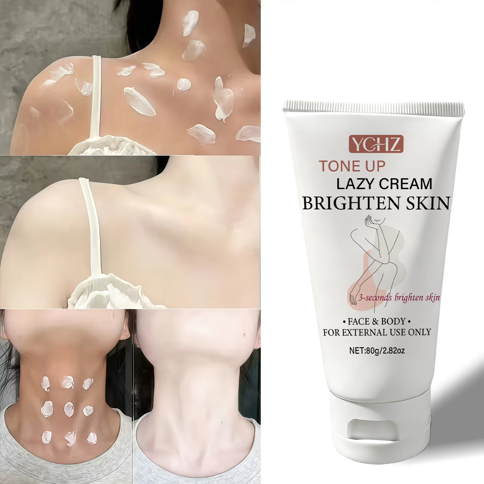 Crema sin efecto maquillaje, ilumina la piel, unifica el tono de la piel, adecuada para áreas del cuerpo como el rostro, cuello, axilas, rodillas, etc., iluminación suave, apta tanto para hombres como para mujeres.