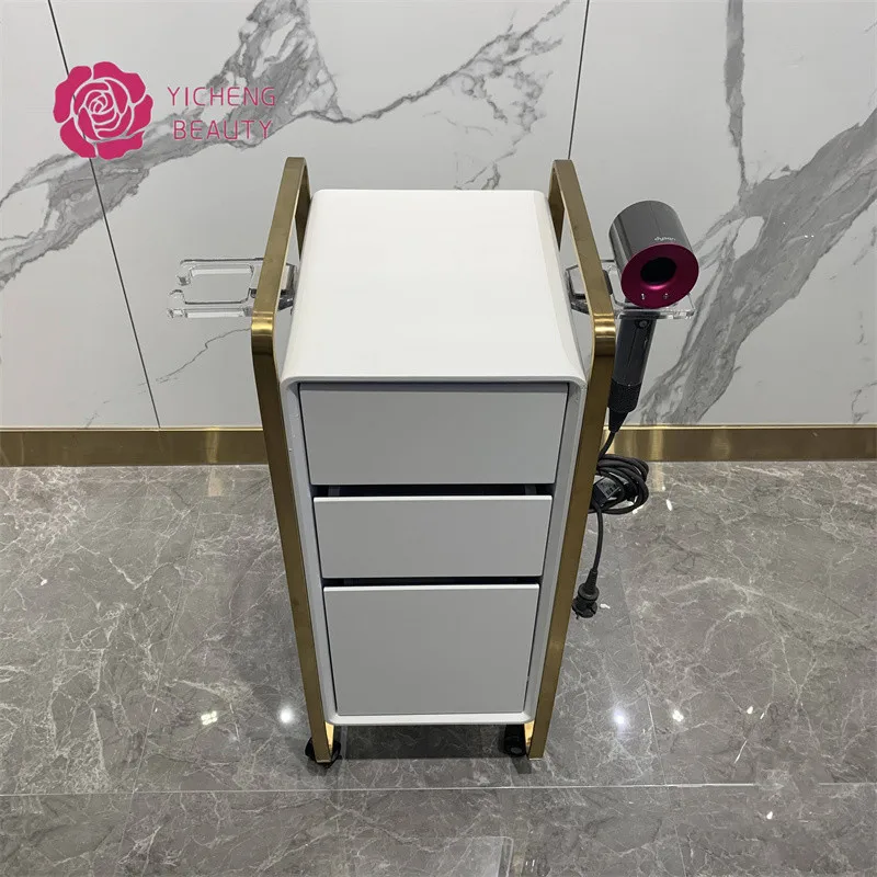 

Yicheng Beauty Professionnel Salon Furniture Beauty Salon Cart Barber Hairdresser Trolley Hair Salon Trolley White High Quality