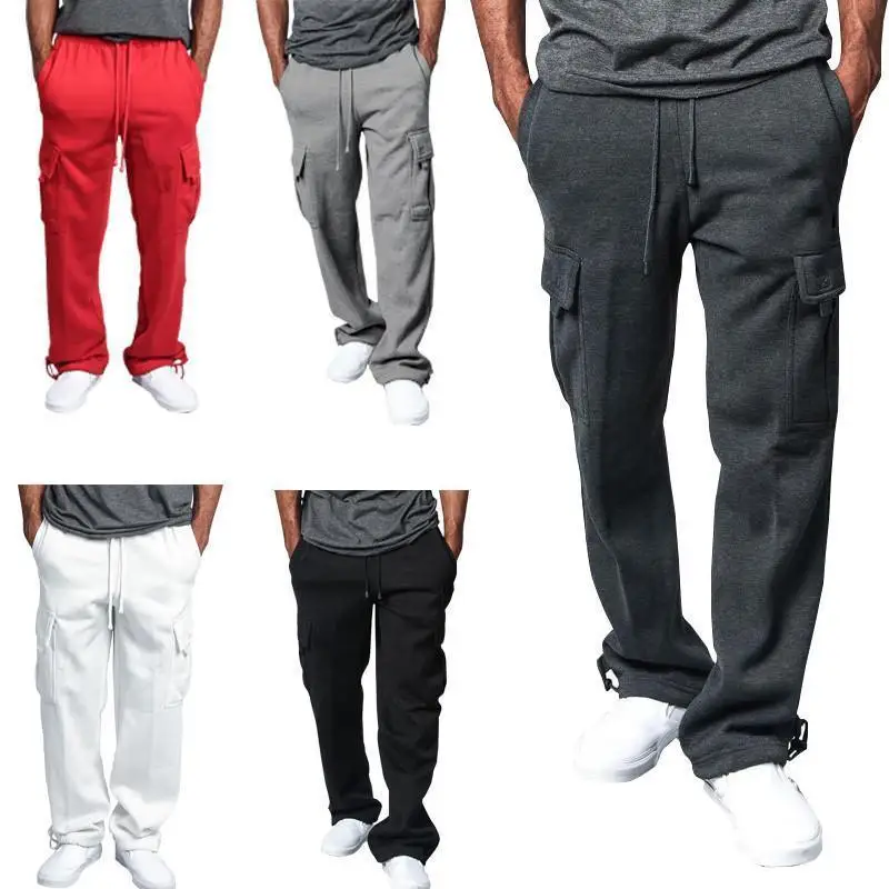 Men's Overalls Casual Sports Pants Breathable Soft Winter Fitness Exercise Running Training Trousers Black White Gray