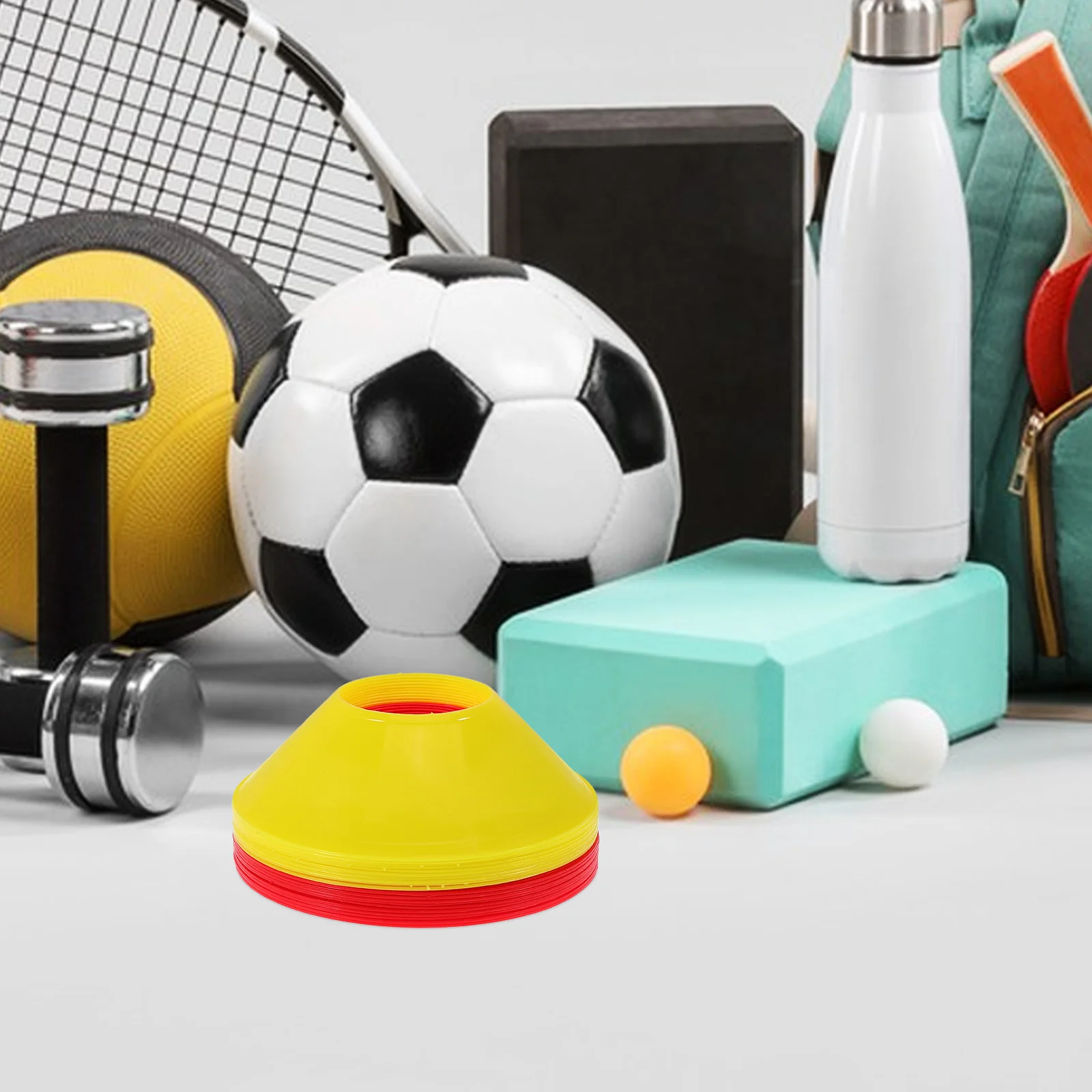 

20pcs Soccer Training Cones Mini Plastic Agility Markers Windproof Outdoor Practice Equipment For Kids Sports Drills Red Yellow