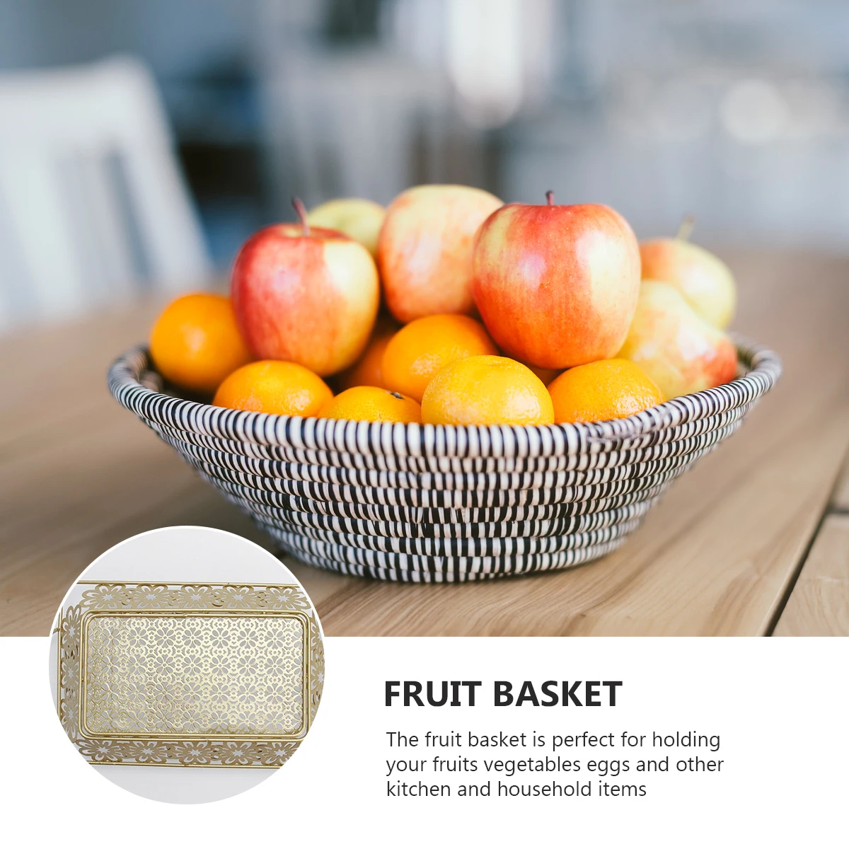 

Metal Fruit Basket Sturdy Storage Tray Golden Kitchen Decor Reusable Container Fruit Tray Storage Holder Dessert Practical