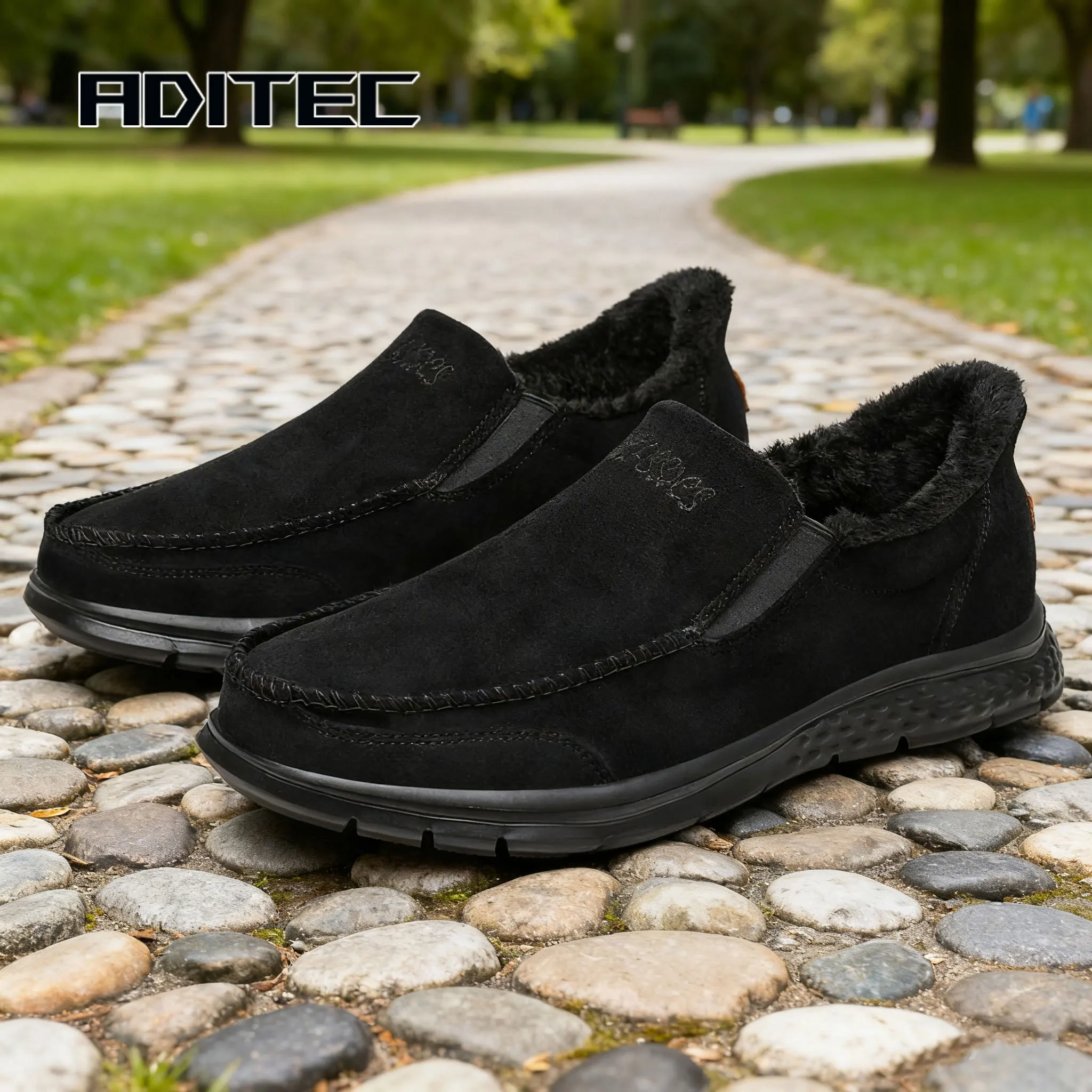 Men's winter casual and warm loafers are light and comfortable.  slip-on ,suitable for middle-aged and elderly people to walk