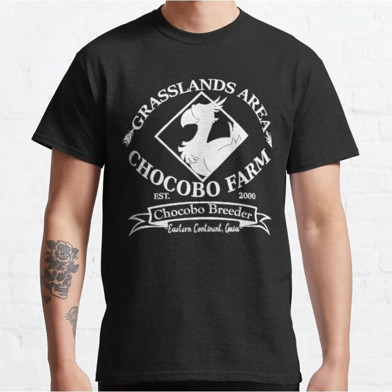 

Grasslands Area Chocobo Farm Final Fantasy Gift t shirt for RPG gamer 100% cotton Short Sleeve Graphic Clothes All size tops
