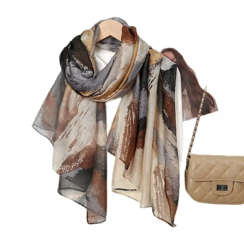 Van Gogh Ombre Ink Painting Viscose Châle, Lady Print planchers f, Tyys, Soft Pashmina Hijab, Wraps Foulard, Muslim Sjaal, 180x85cm