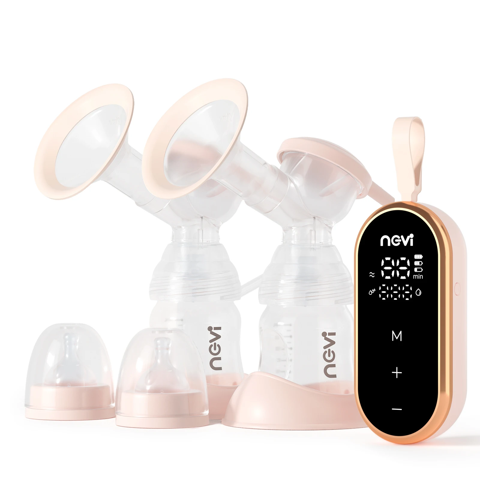 NCVI Double Electric Breast Pumps 3 Modes & 12 Levels Portable Breastfeeding Milk Pump with 2 Size Flanges Mirror LED Display