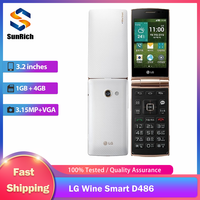 Original LG Wine Smart D486 4G Mobile Phone 3.5'' 1GB RAM 4GB ROM 8MP+0.3MP WiFi GPS Snapdragon 400 Quad Core Android SmartPhone